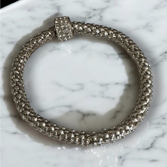 💎Vintage Popcorn Chain Bracelet with Pave Crystal Charm - Picture 2 of 9